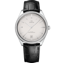 De Ville Tr&eacute;sor 40&nbsp;mm, steel on leather strap - 43518402102001