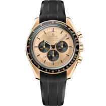 Speedmaster Moonwatch Professional 42&nbsp;mm, Moonshine&trade; gold on rubber strap - 31062425099001
