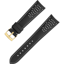 Two‑piece strap - Black leather strap with pin buckle - 032CUZ010017W