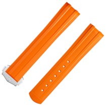 Two‑piece strap - Seamaster Diver 300M orange rubber strap with foldover clasp - 032Z020499W